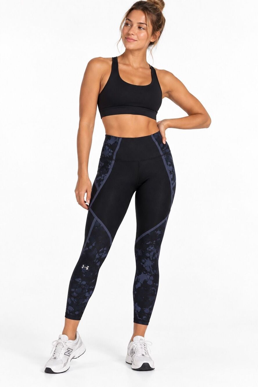 Under Armour Black & Navy Abstract Print High Rise Ankle Leggings Size Small